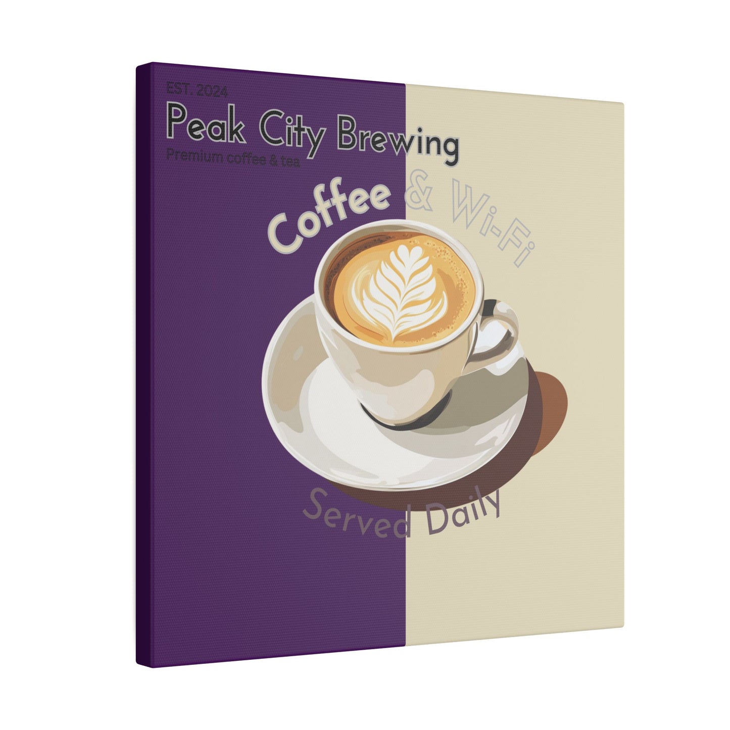 Coffee and Wifi canvas wall art - purple