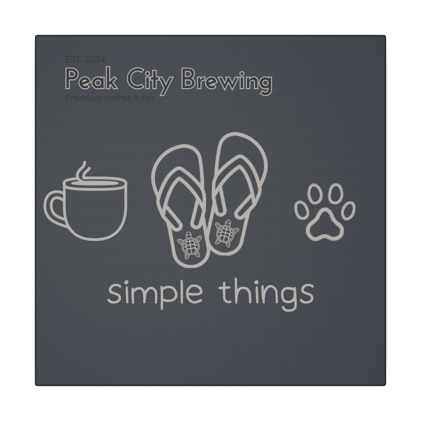 Simple things coffee flip flops and cat paw canvas wall art - faded gray