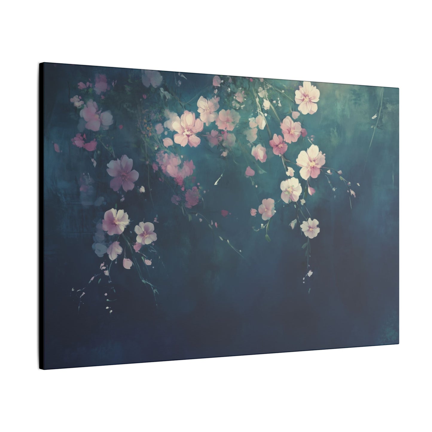 Blossoms in blue abstract canvas wall decor