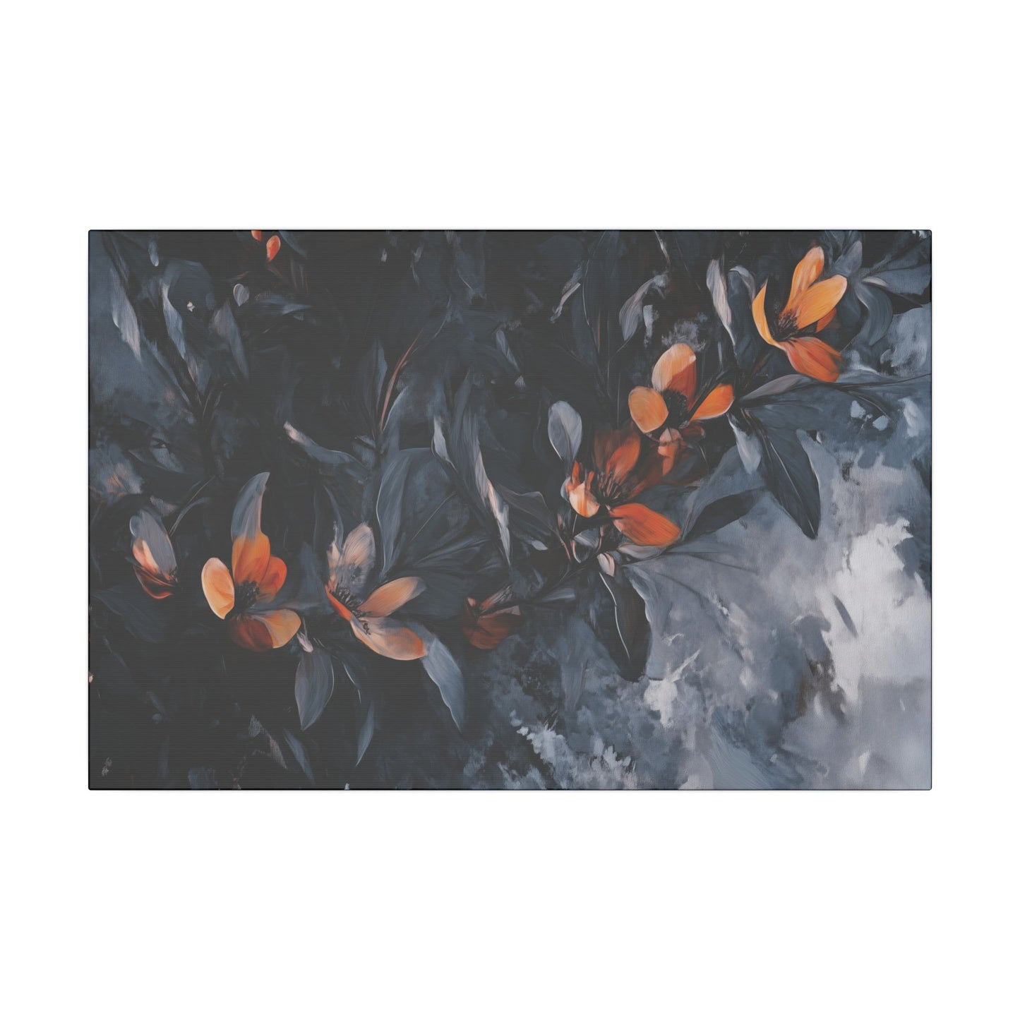 Abstract orange flowers canvas wall decor