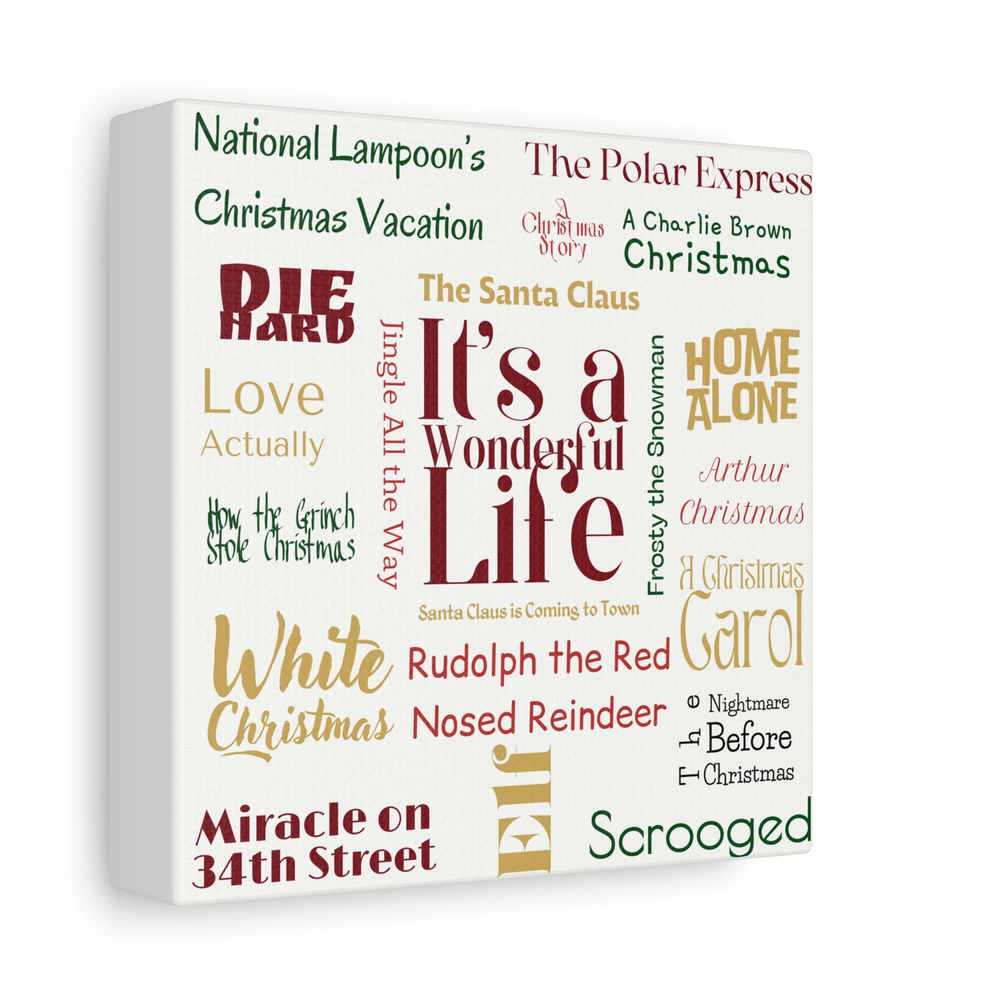 Favorite Christmas Movies canvas wall art , Holiday Canvas Christmas Wall Decor