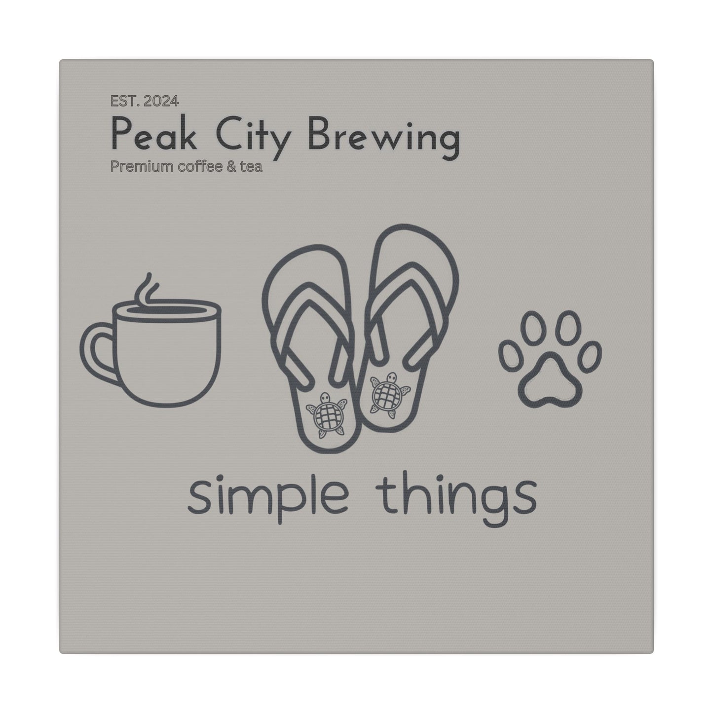 Simple things coffee flip flops and cat paw canvas wall art - sand