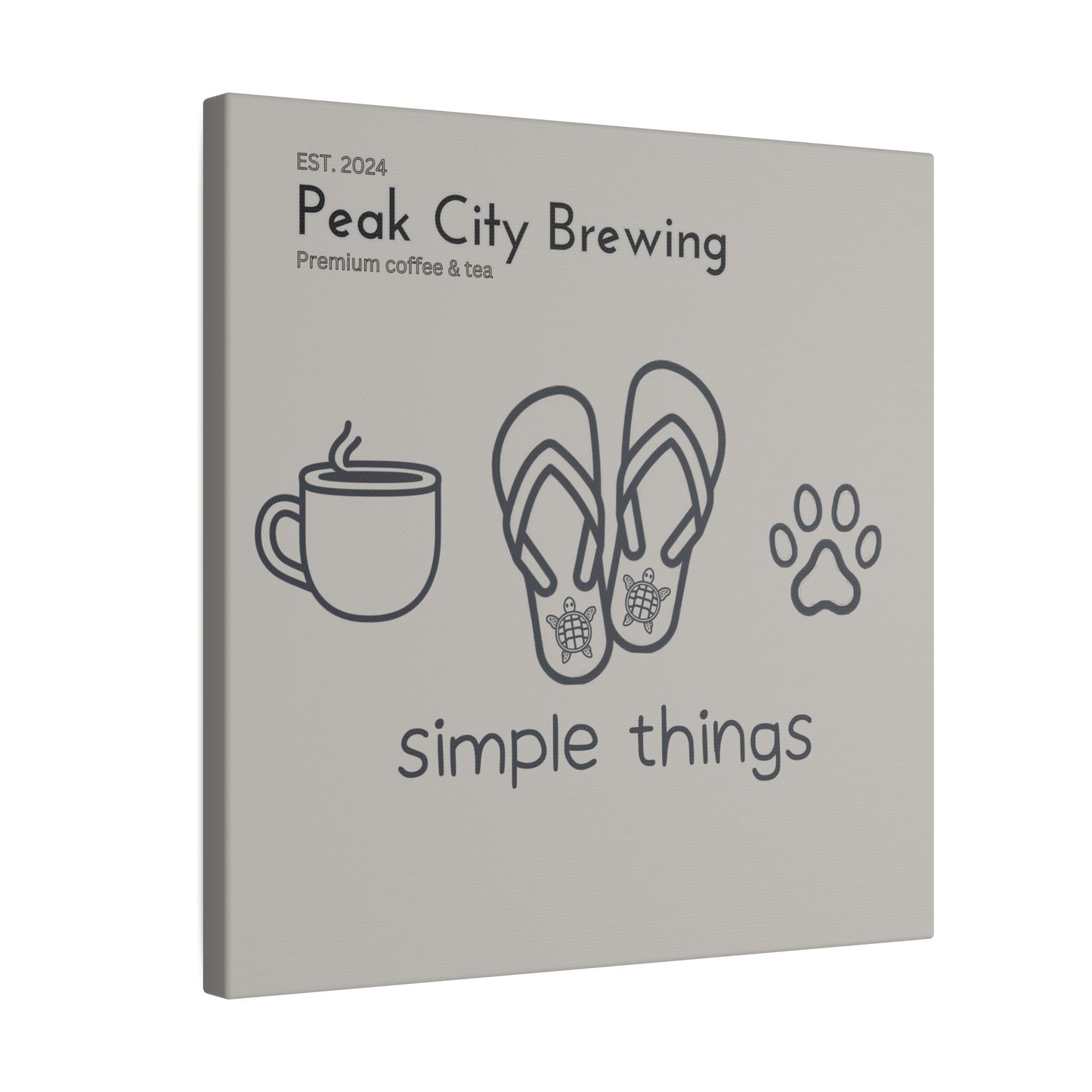 Simple things coffee flip flops and cat paw canvas wall art - sand