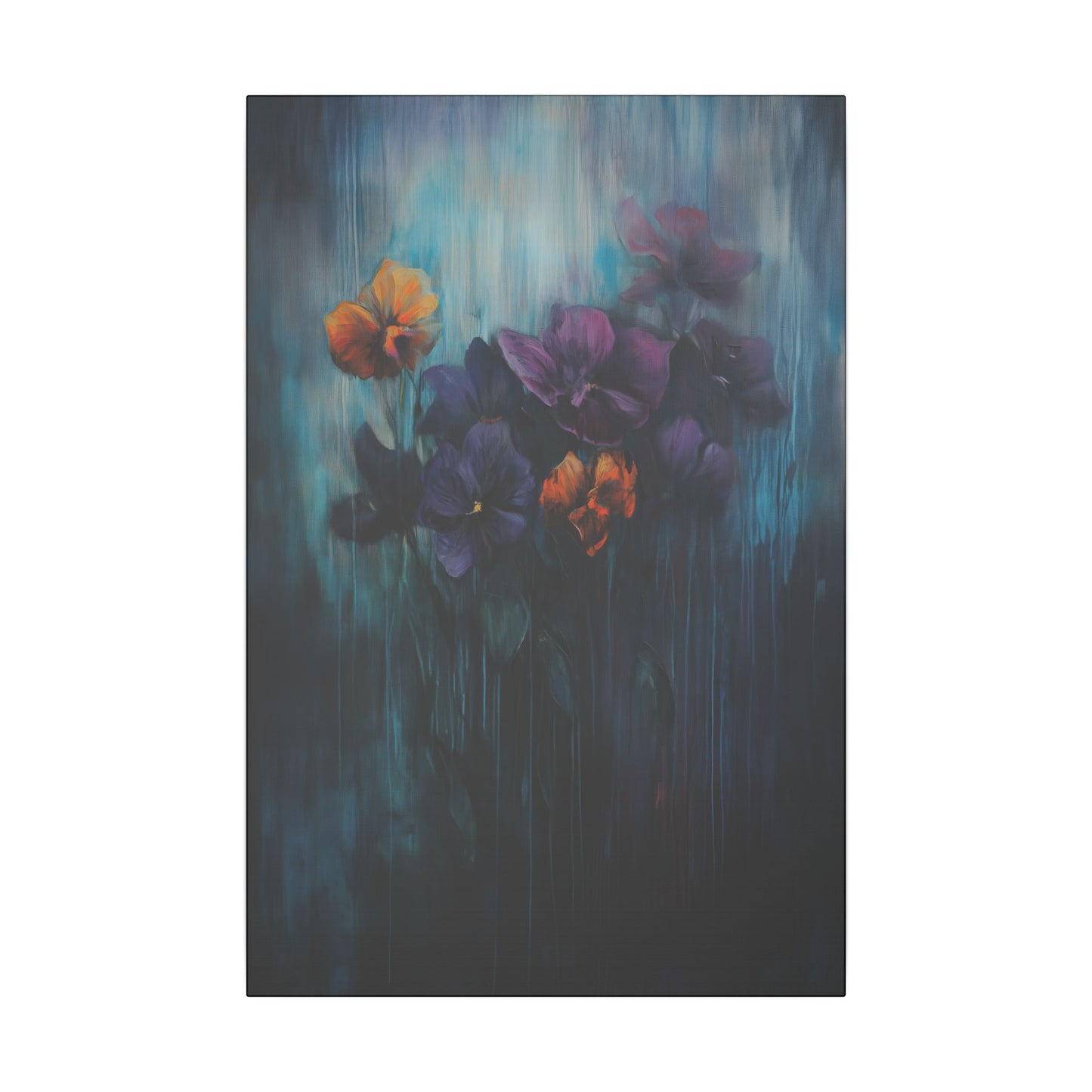 Twilight pansies canvas wall decor