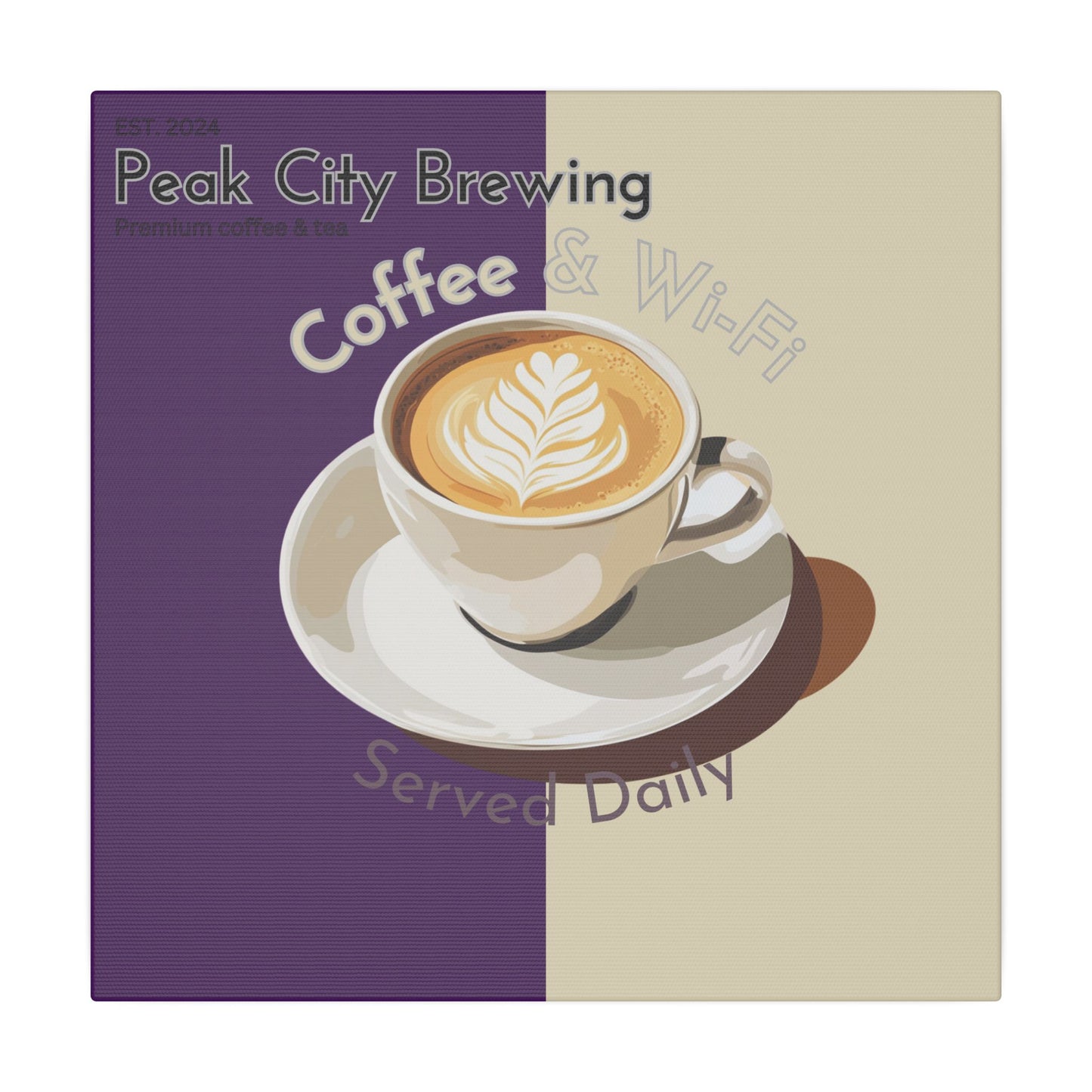 Coffee and Wifi canvas wall art - purple