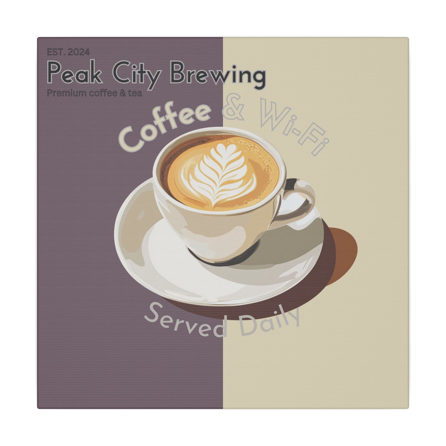 Coffee and Wifi canvas wall art - faded purple