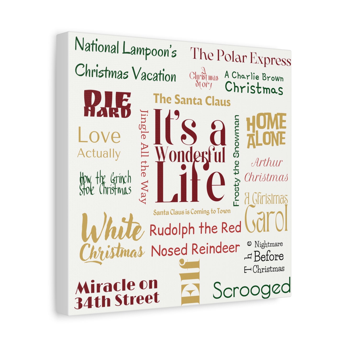 Favorite Christmas Movies canvas wall art , Holiday Canvas Christmas Wall Decor