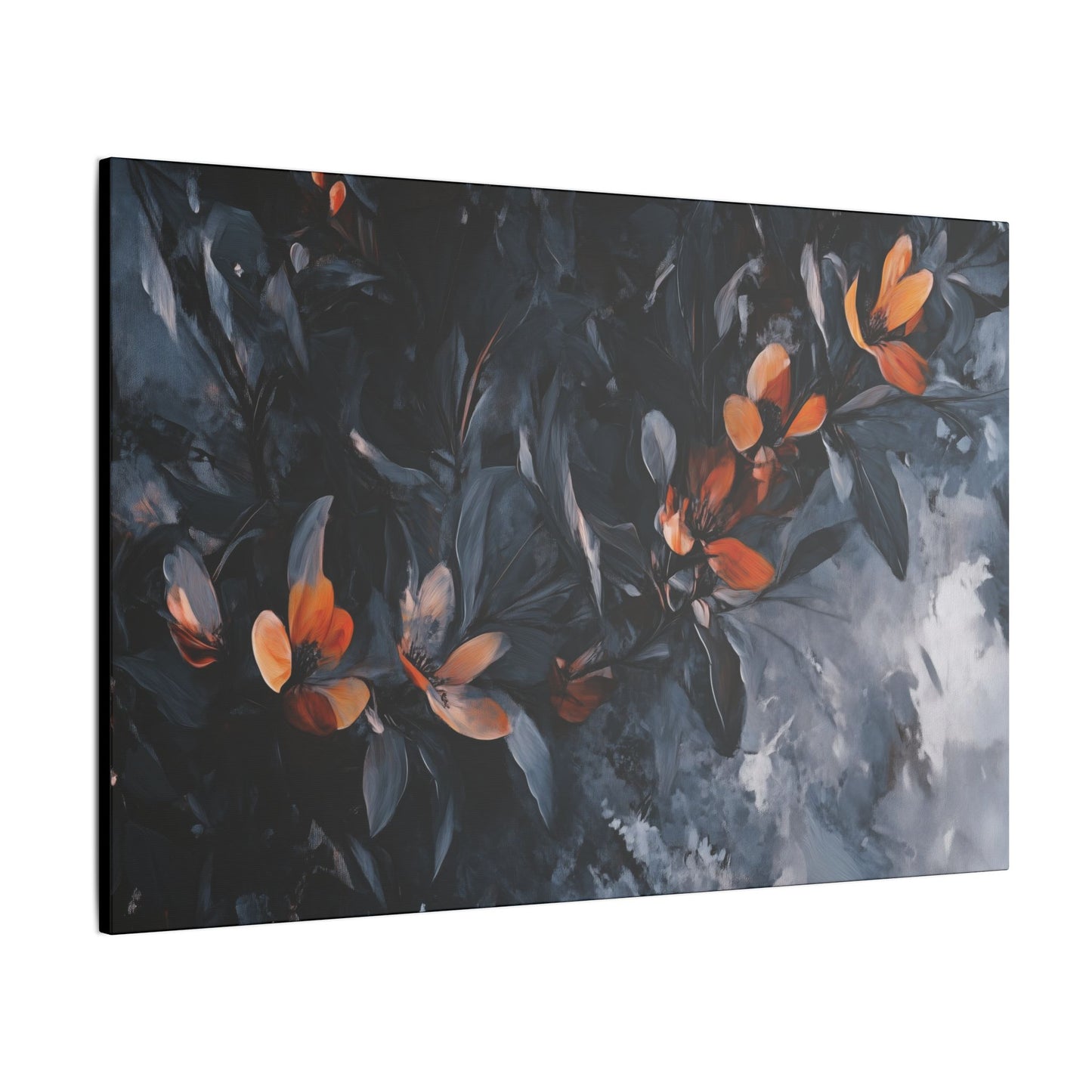 Abstract orange flowers canvas wall decor