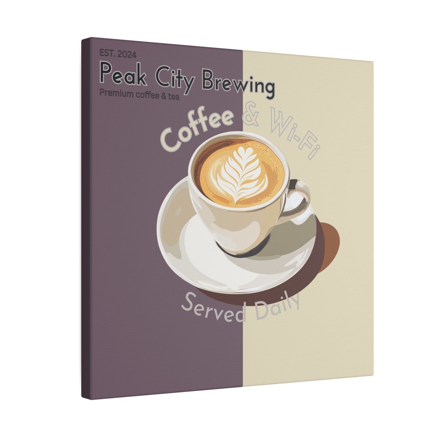 Coffee and Wifi canvas wall art - faded purple