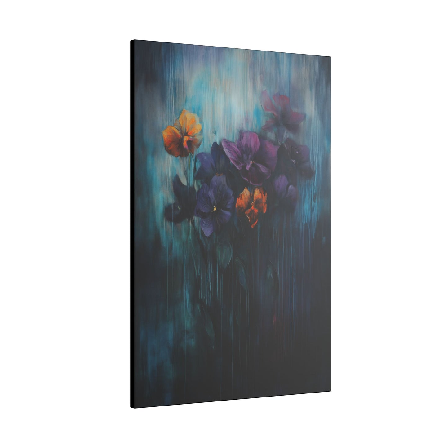 Twilight pansies canvas wall decor