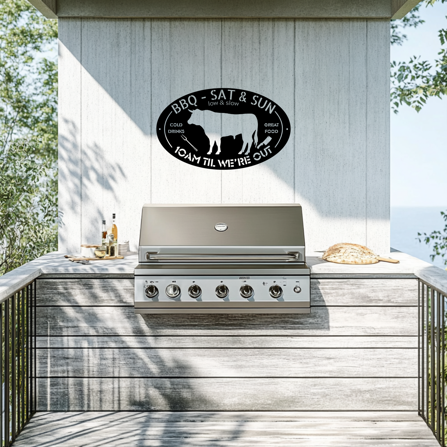 BBQ Beef Metal Sign black_sm