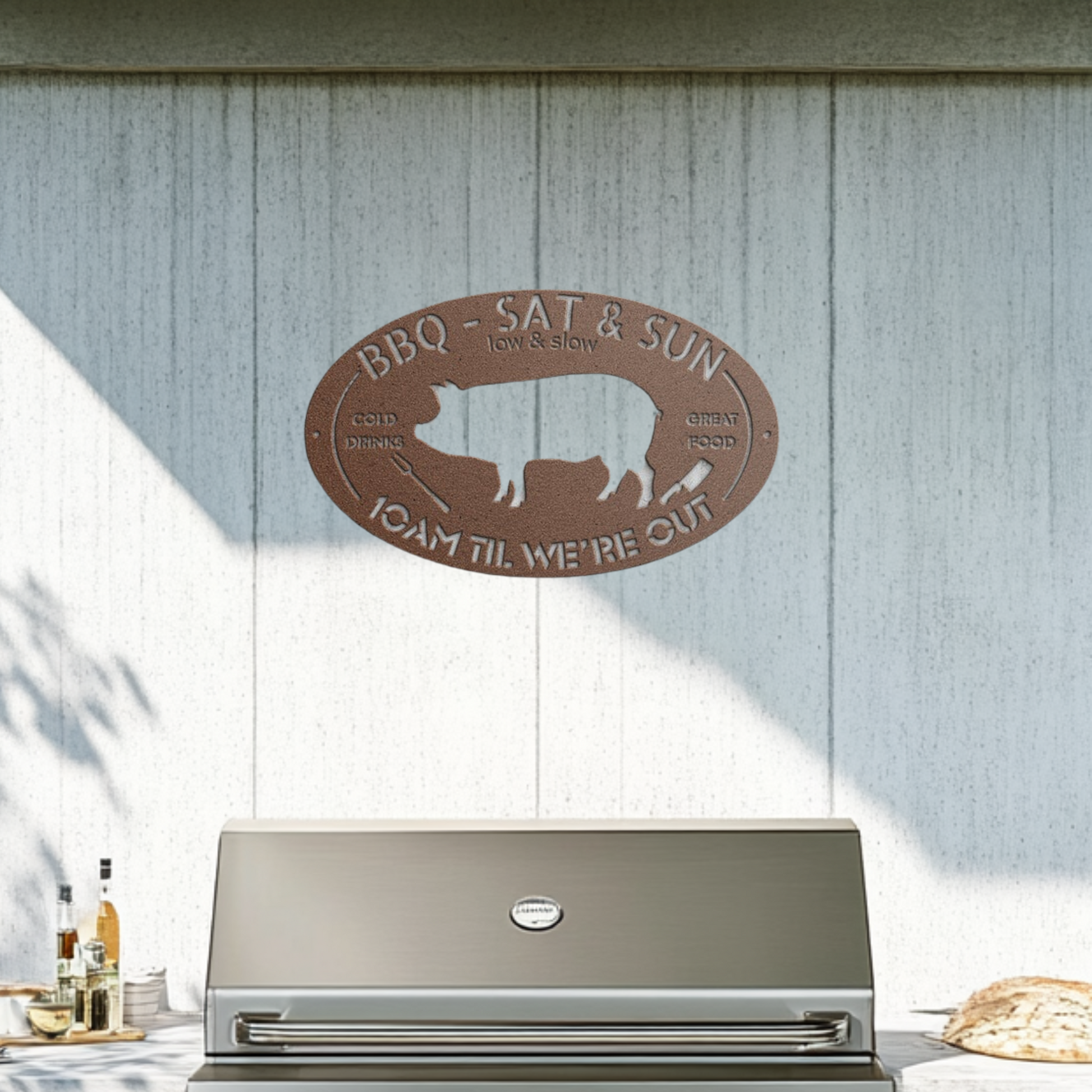 BBQ Pig Metal Sign Copper big