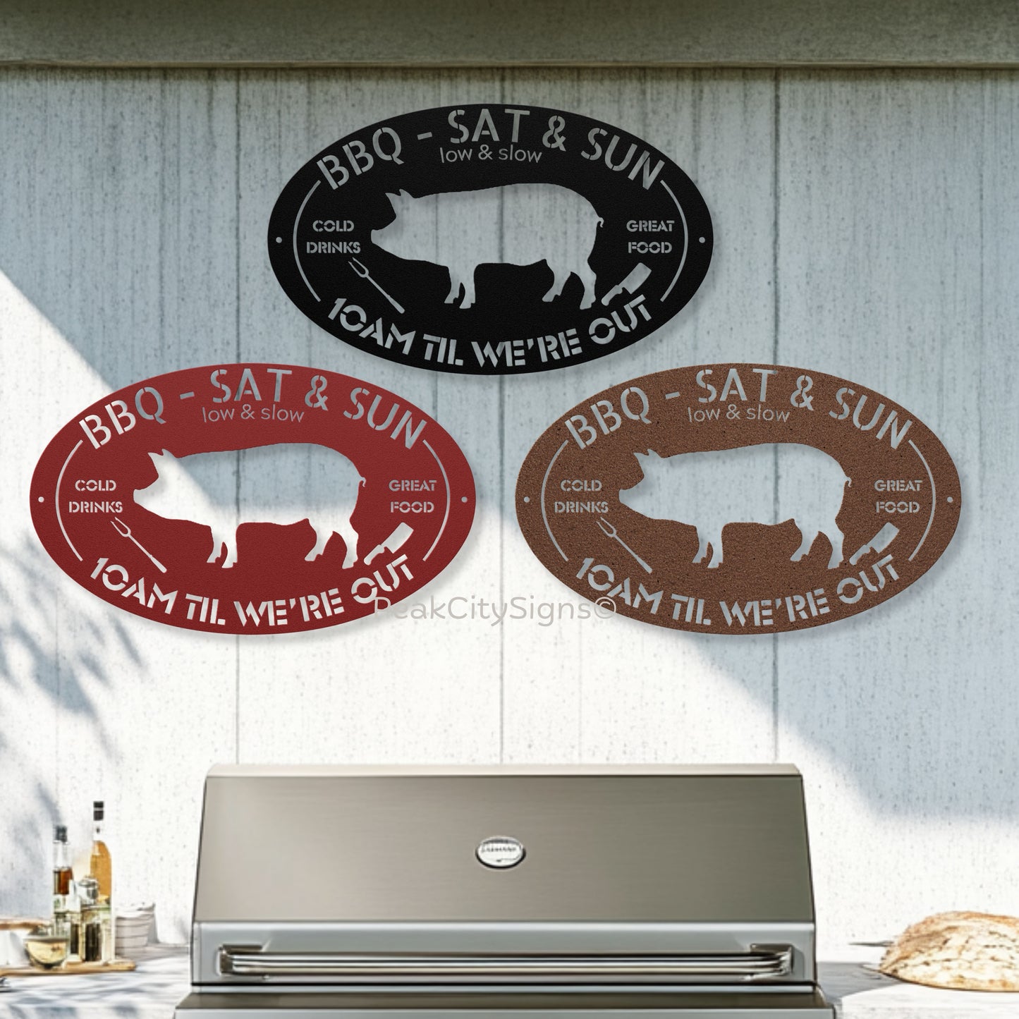 BBQ Pig Metal Sign, barbeque wall sign for outdoor, large bbq sign, barbeque wall art decor, gift