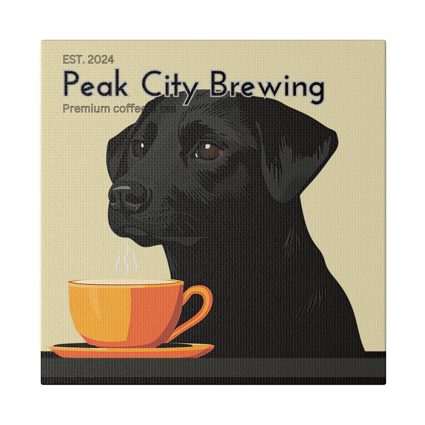 Canvas wall art dog latte coffee