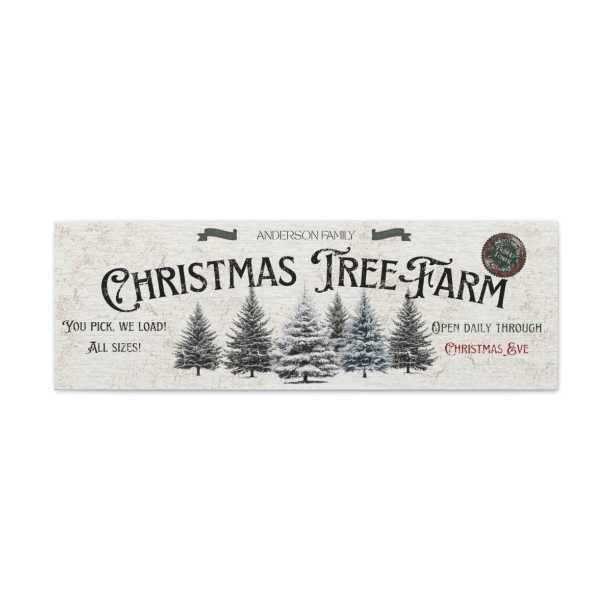 PERSONALIZED Vintage Style Christmas tree farm sign, , Holiday Canvas Rustic Vintage Christmas Wall Decor