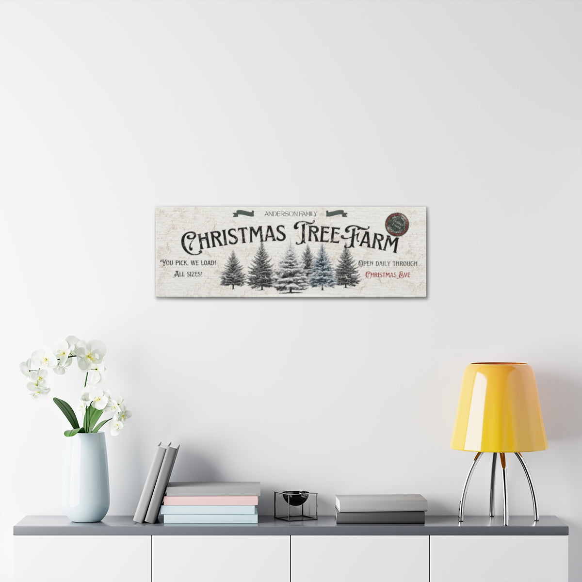 PERSONALIZED Vintage Style Christmas tree farm sign, , Holiday Canvas Rustic Vintage Christmas Wall Decor