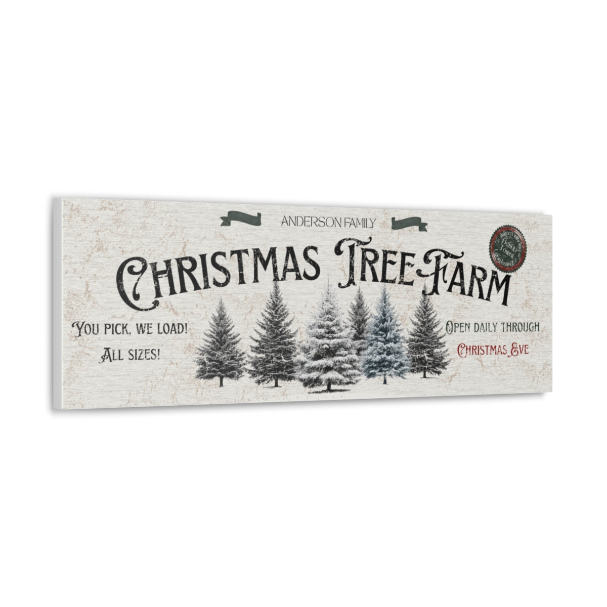 PERSONALIZED Vintage Style Christmas tree farm sign, , Holiday Canvas Rustic Vintage Christmas Wall Decor