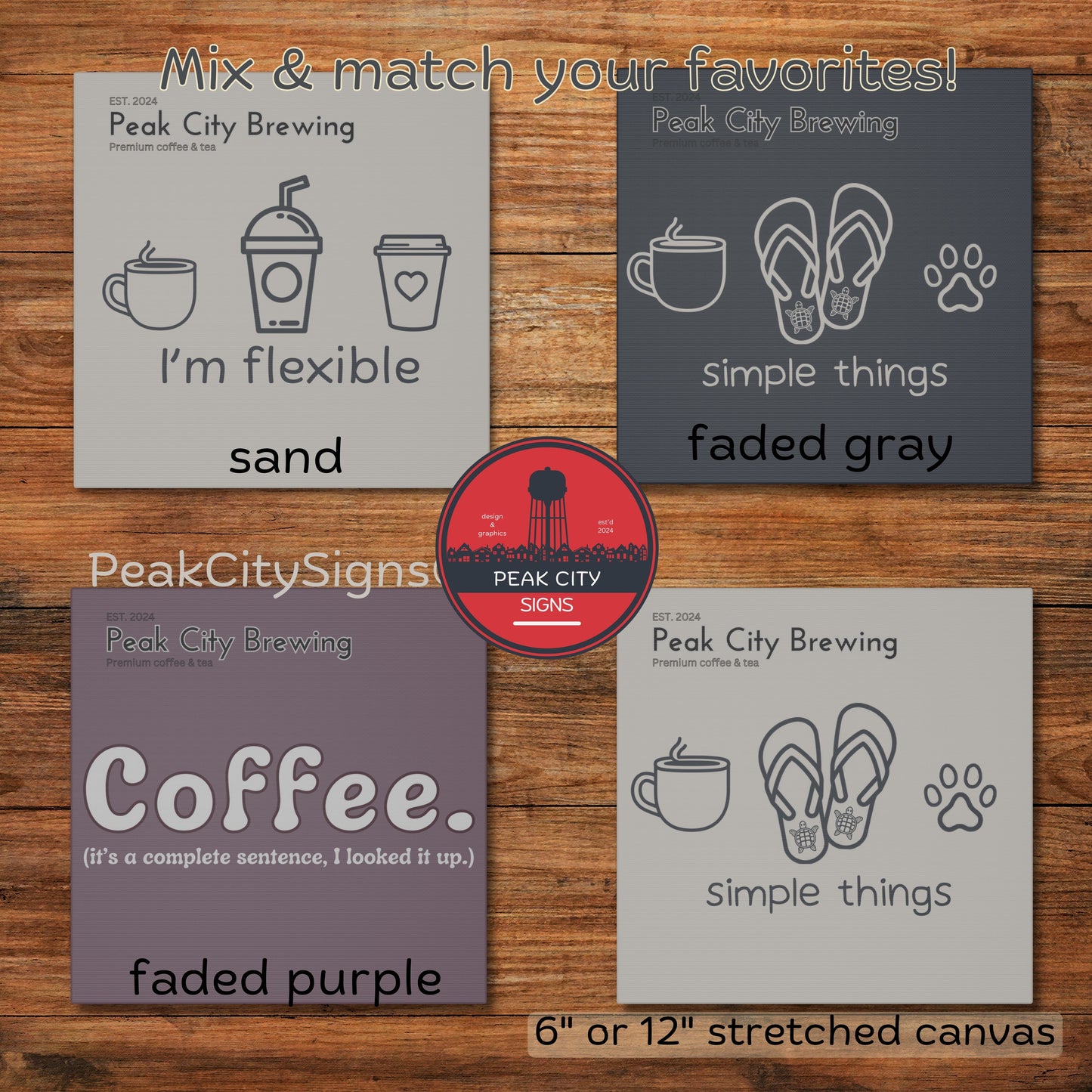 Coffee and Wifi canvas wall art - faded purple