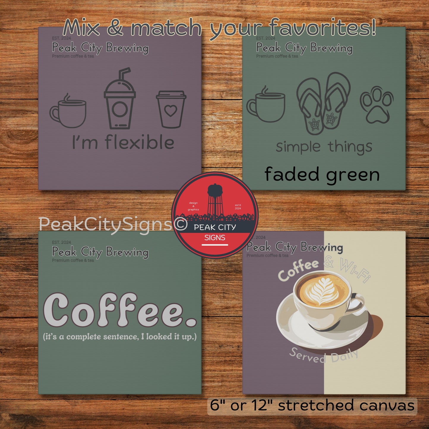 Coffee and Wifi canvas wall art - faded purple