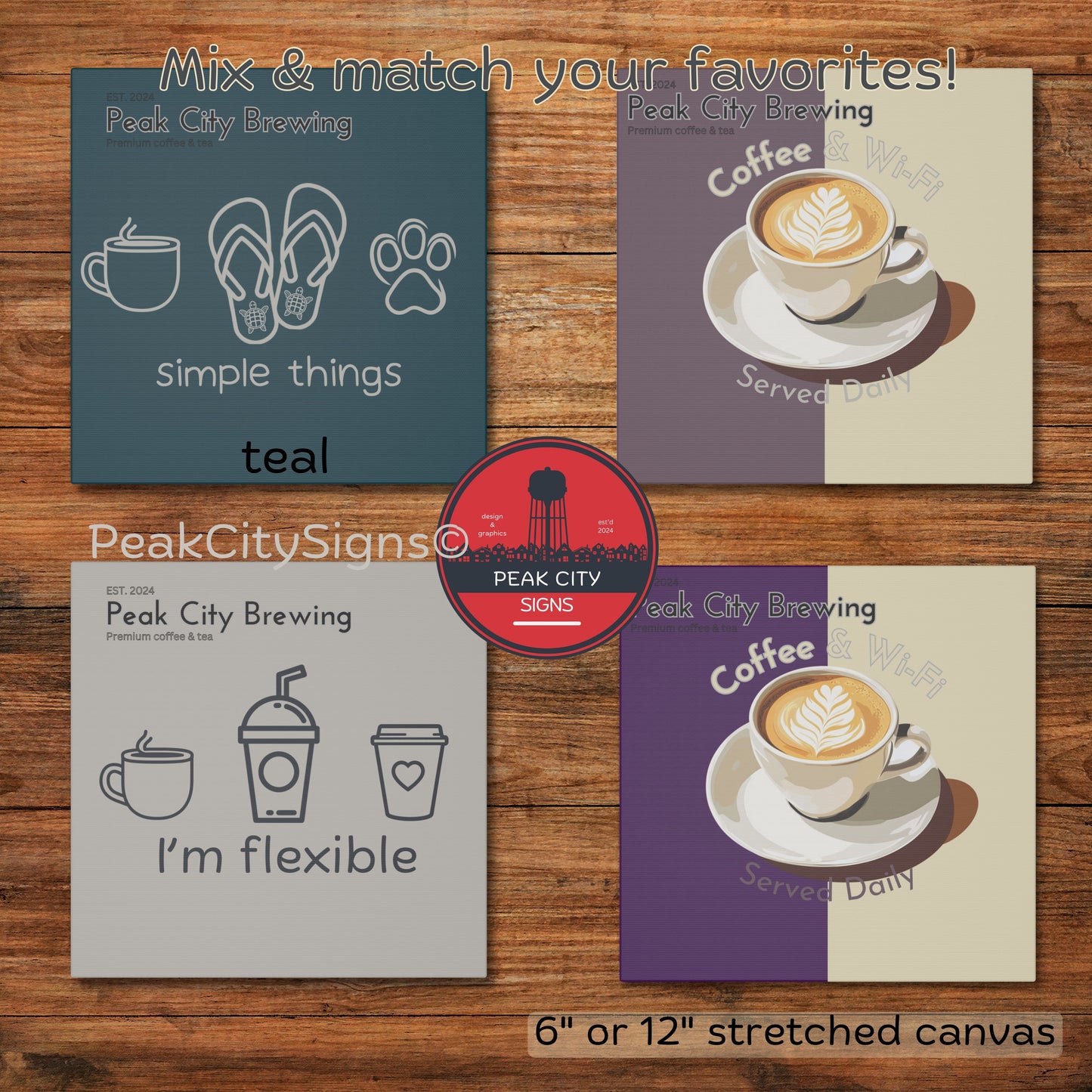 Coffee and Wifi canvas wall art - faded purple